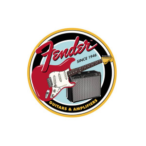 Fender Round Guitars Amplifiers tin sign