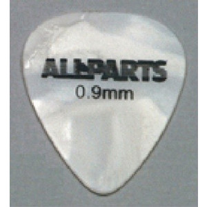 Celluloid plectrums (10) met Allparts logo heavy 0.9mm wit pearloid