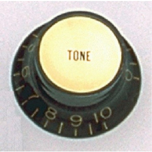 Tone knop zwart met reflecterende gouden cap