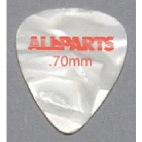 Celluloid plectrums (10) met Allparts logo medium 0.7mm wit pearloid