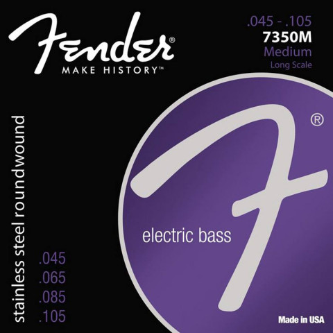 Fender Stainless 7350s snarenset elektrische basgitaar stainless steel roundwound medium.045-.065-.085-.105
