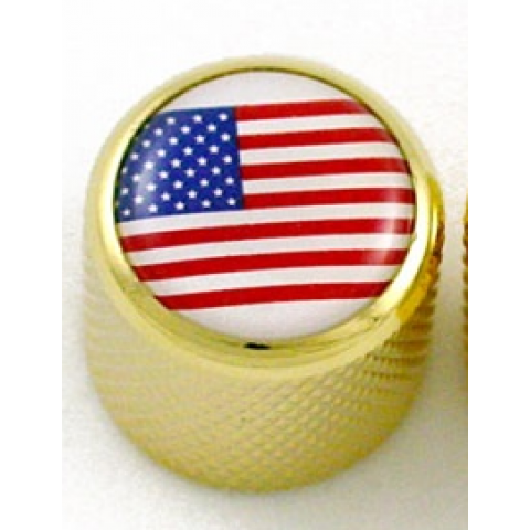Metalen dome knop USA vlag goud