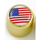 Metalen dome knop USA vlag goud